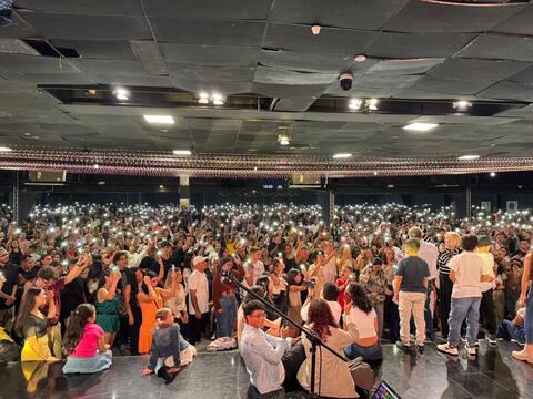 a crowd indoors