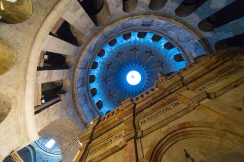 interior of dome of Church of the Holy Sepulchre