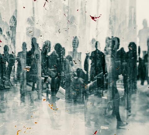 fragmented human silhouettes