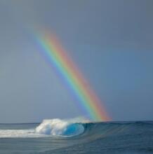 rainbow over wave