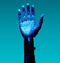 blue artificial hand