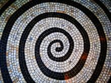black and white mosaic spiral